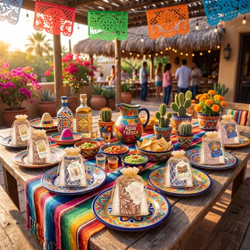 6 Pcs Talavera Tequila Shot Glasses, 2 oz Ceramic Mexican Gift 6brown6