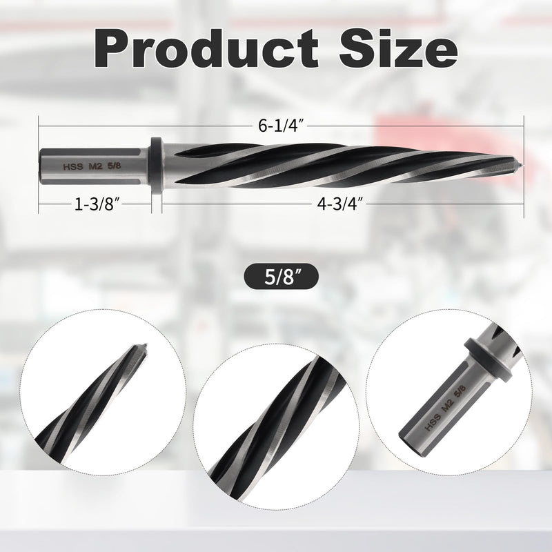 [Australia - AusPower] - Rocaris 5/8" M2 HSS Taper Chucking Reamer Drill Bit, Taper Reamer Drill Bit for Steel, Alloy, Aluminum, Wood, Plastic 5/8" 1 
