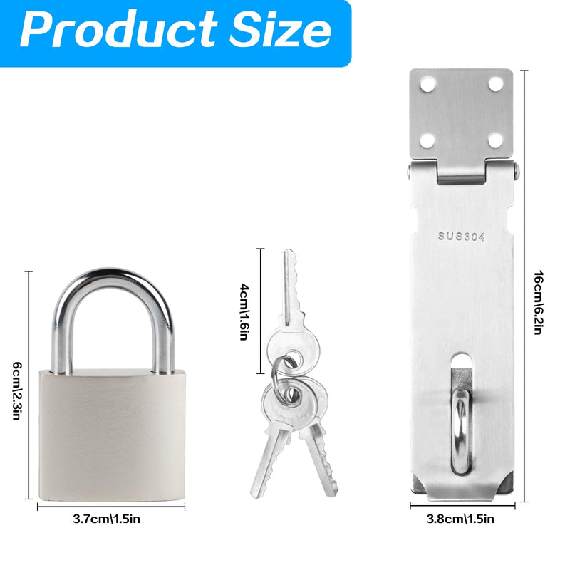 [Australia - AusPower] - 1 set Stainless Steel Padlock Hasp, Door Hasp Latch Locks, Padlock Latch Gate Door Locks Hasp Latches, Heavy Duty Hasp Lock Latch with Lock Key for Cabinet Closet Shed Door Lock Hasp Latch Catch, 5" 