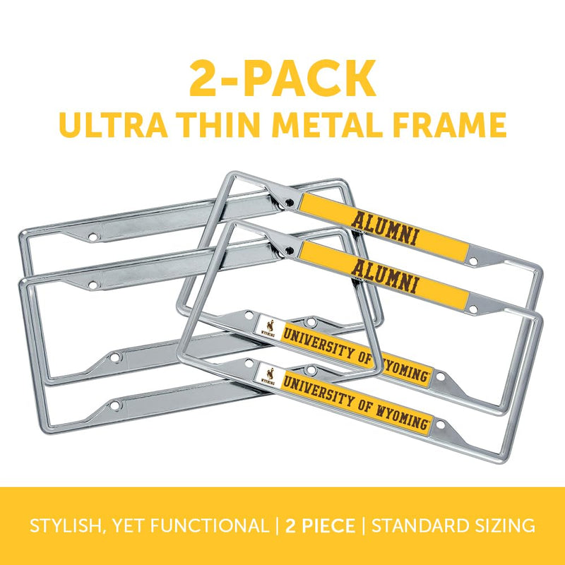 Desert Cactus University of Wyoming License Plate Frame Metal Car Tag Holder for Front or Back of Car Officially Licensed (Alumni 2-Pack)