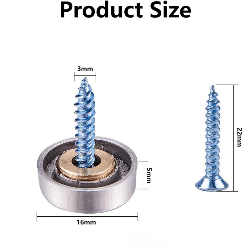[Australia - AusPower] - 20 Pieces Stainless Steel Screw Cover Cap - 16mm Mirror Nails for Furniture, Mirrors, Signage, and Advertising Hardware 