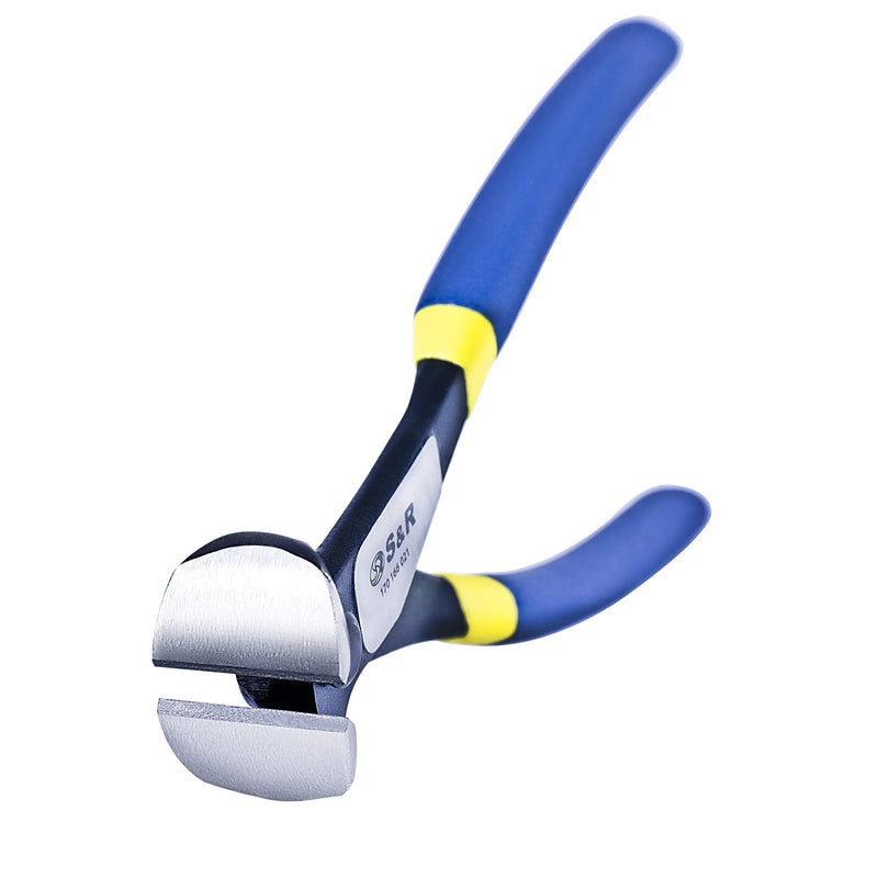 S&R Pincers, Wire Pliers, End Cutters 200 mm, Sharp Resistant Cutting Edges for Intensive Use, Heavy Duty 70C Steel, HRC 66 Hardness, Non-Slip Double Coated 2K Handles 20 cm