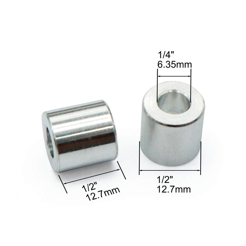 [Australia - AusPower] - Wulankd Aluminum Spacer 1/2" OD x 1/4" ID x Choose Your Length, Round Spacer, Unthreaded Standoff Bushing Plain Finish, Fits Screws Bolts 1/4" (1/2" Length, 25 Packs) 1/2" OD x 1/4" ID x 1/2" Length 