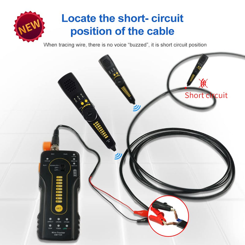 [Australia - AusPower] - Digital Tone Cable Tracer, WANLUTECH Network Cable Tester Tone Generator and Probe Kit RJ11 RJ45 Cable Test for Cable Continuity Checking NCV Detecting PoE Switch Power Supply Pins CT-66 