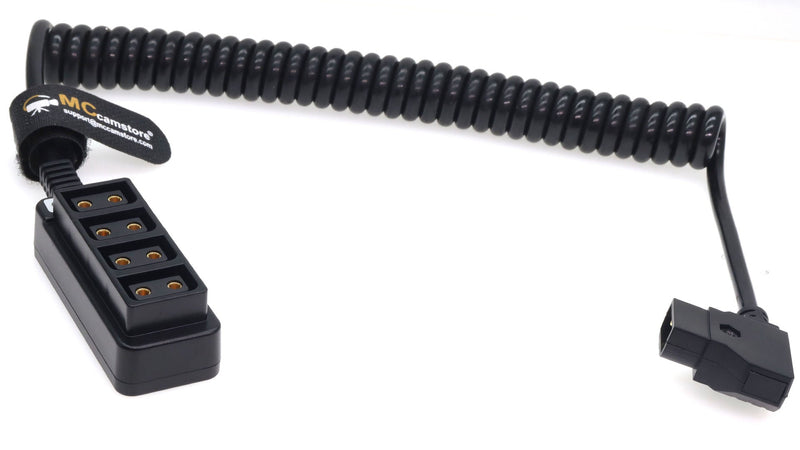 D tap to 4 Port Power Tap P-tap Strip D-tap Splitter Hub DTap Female Coiled Splitter Cable for Anton Bauer V-Mount Battery Coiled Cable