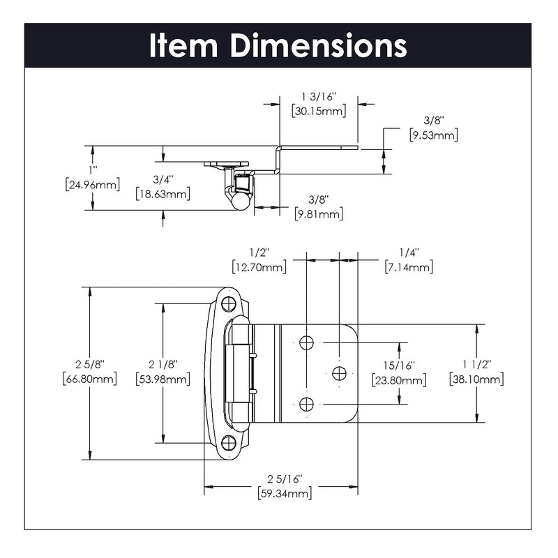 Hickory Hardware P143-W - Variable Overlay 3/8 Inch Inset Self-Closing Collection Cabinet Hinge 170° Opening - Surface Face Frame Mounting - Easy Installation White Finish - 1 Set of Pair (Pack of 5) Variable overlay, 3/8 Inch Inset (Pack of 5)