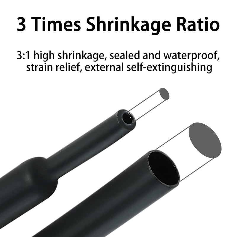 3:1 Ratio Heat Shrink Tubing Roll Adhesive Lined Industrial Marine Grade Dual Wall Heat Shrink Tube Waterproof and Sealed Black (1/2 inches(12.7 mm), 10 Feet) 1/2 inches(12.7 mm)