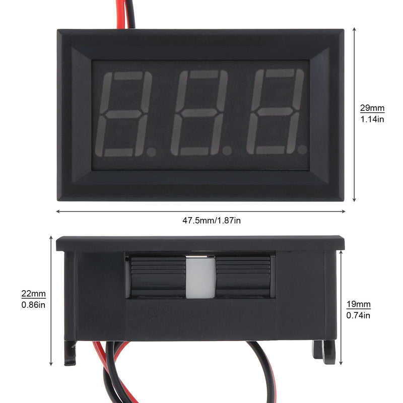 [Australia - AusPower] - 5 Pack DC 5-120V Digital Mini Voltmeter 2 Wire 0.56 inch LED Display Panel for Motorcycle Battery Monitor (Red) Red 