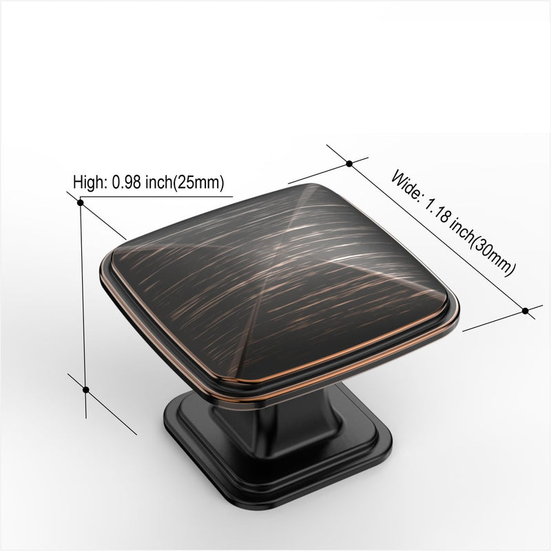 Amerdeco 10 Pack 1-1/4 inch Cabinet Knobs, Oil Rubbed Bronze for Dresser Drawers, Bathroom Cabinets K0003ORB Single Hole