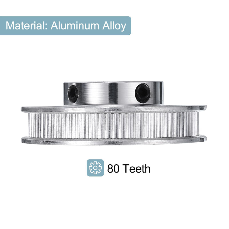 [Australia - AusPower] - uxcell 2pcs GT-2 Pulley Synchronous Wheel 80 Teeth 14mm Bore, Fit with 6mm Width Belt, Aluminum Alloy Timing Pulley Wheel for 3D Printer, CNC Machine 