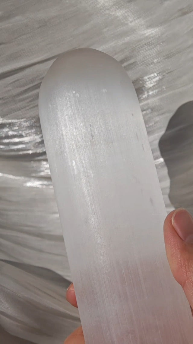 7.9 x 1.6" Polished Selenite Crystal Wand 1.2 lb Large Selenite Stick