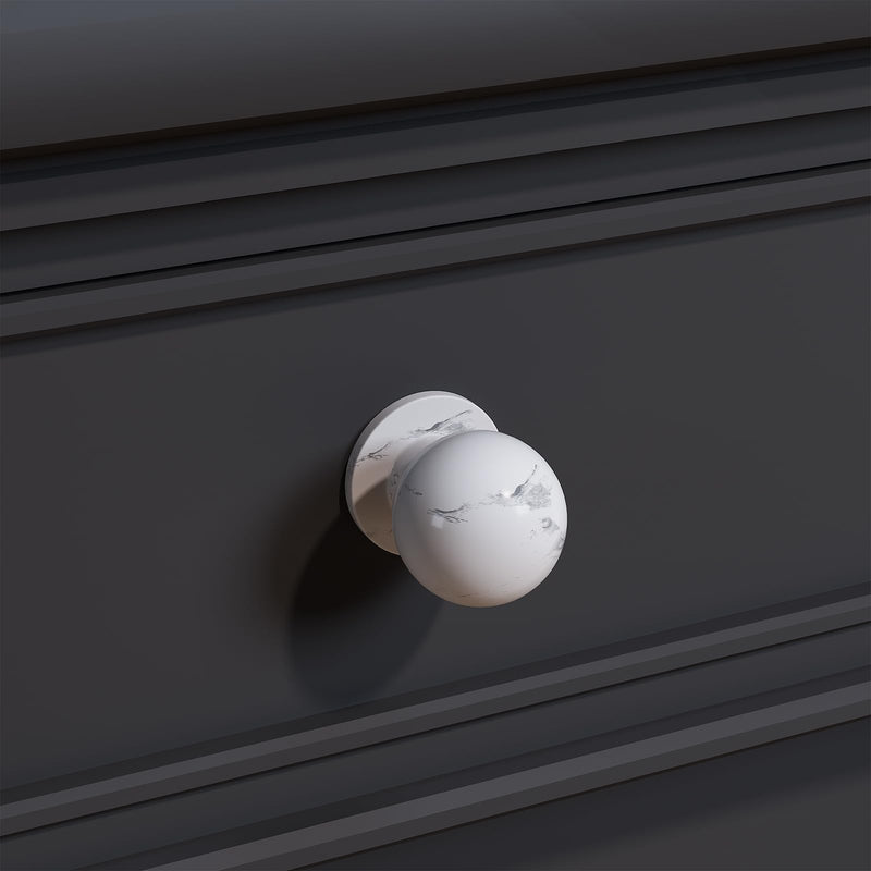homdiy 10 Pack White Marble Cabinet Knobs White Round Drawer Knobs Kitchen Hardware Ball Dresser Drawer Handles 1 inch Diamater 1 in(25mm)