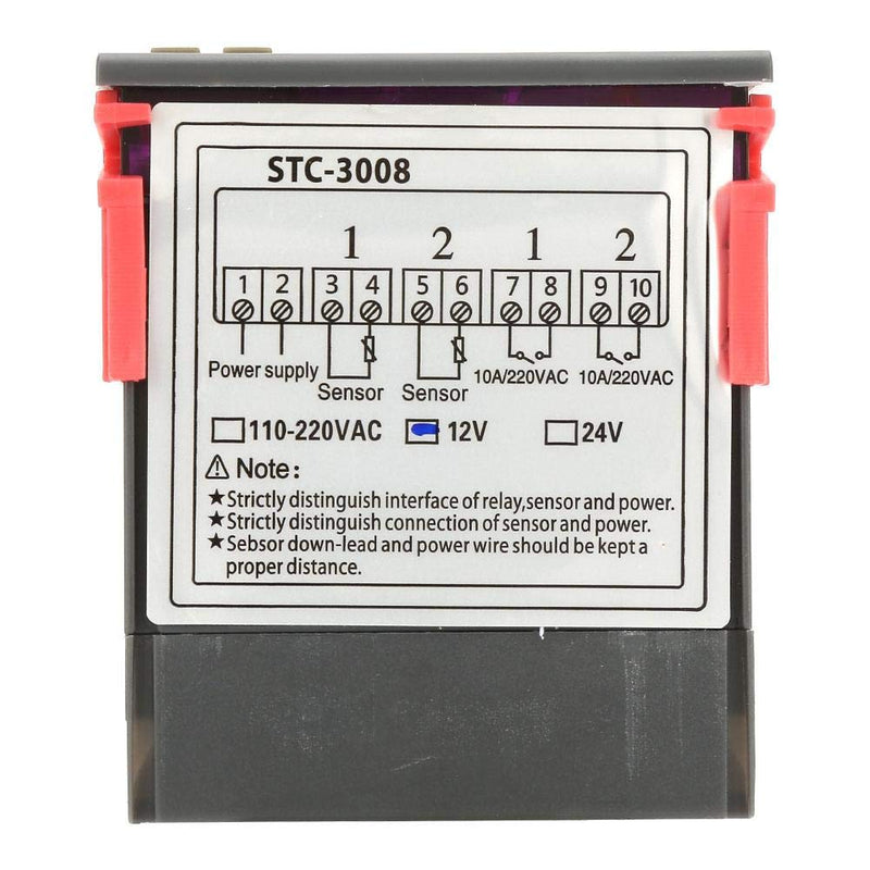 [Australia - AusPower] - Temperature Thermostat Controller, -3008 Digital Display Probe Sensor for Farm Various Refrigerator Greenhouse Aquarium(12V) 