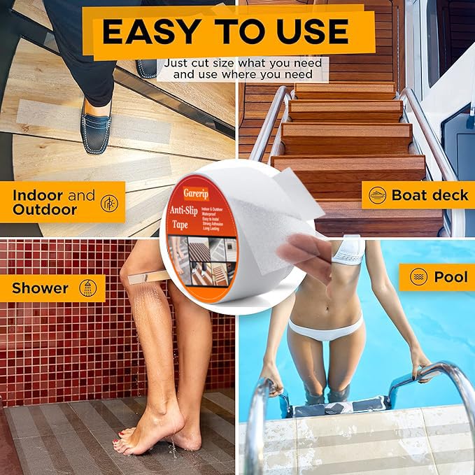 Anti Slip Tape, Griptape, Transparent Grip Tape Non-Slip Adhesive Tape Indoor/Outdoor Stair,Tubs, Boats, Safety Grip Tape Non Skid Roll for Stair Steps (#00Clear, 2 Inch x 35 Feet) #00Clear
