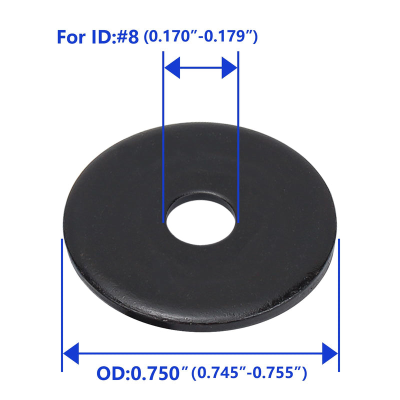 [Australia - AusPower] - #8 x 3/4" OD Black Fender Washer,18-8 (304) Stainless Steel Flat Washer, 8 ID x 3/4" OD, 100Pcs #8 x 3/4"(Black) 