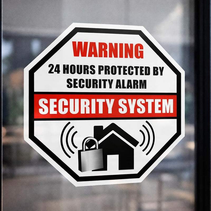 Front Self Adhesive Vinyl Outdoor/Indoor (4 Pack) 89mm X 89mm Home Business Security Burglar Alarm System Window Door Warning Alert Sticker Decals