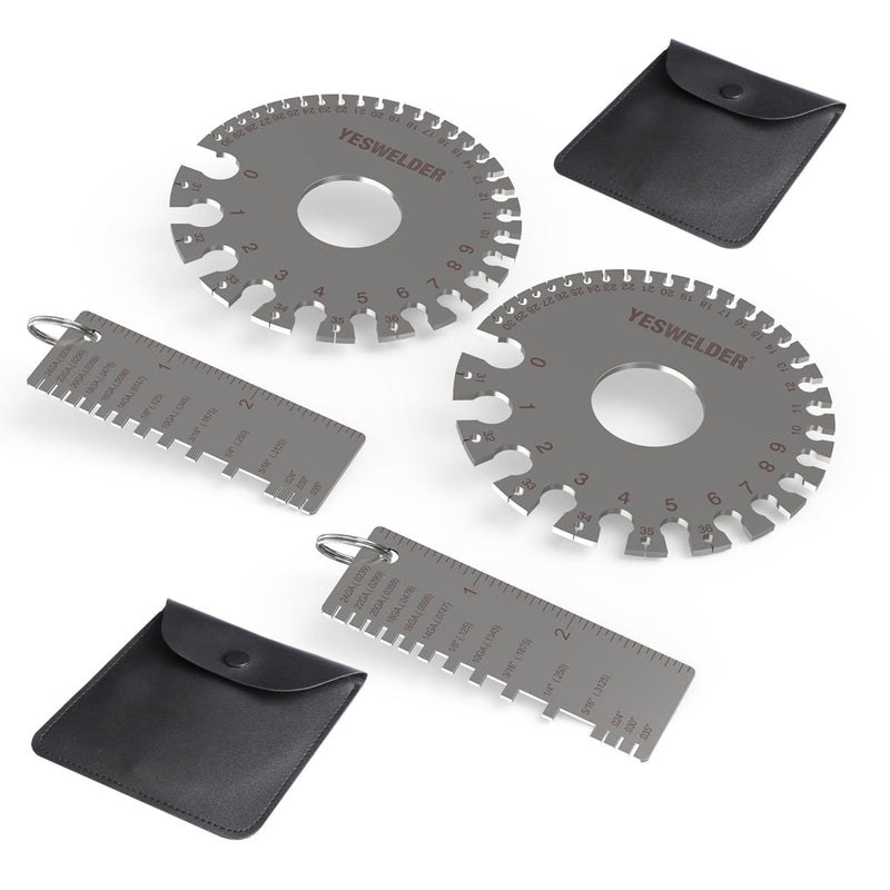 YESWELDER Round Dual Sided Metal Sheet Gage & Metal Sheet Thickness Gauge 2pcs Stainless Steel Wire Welding Gauge 2-Packs