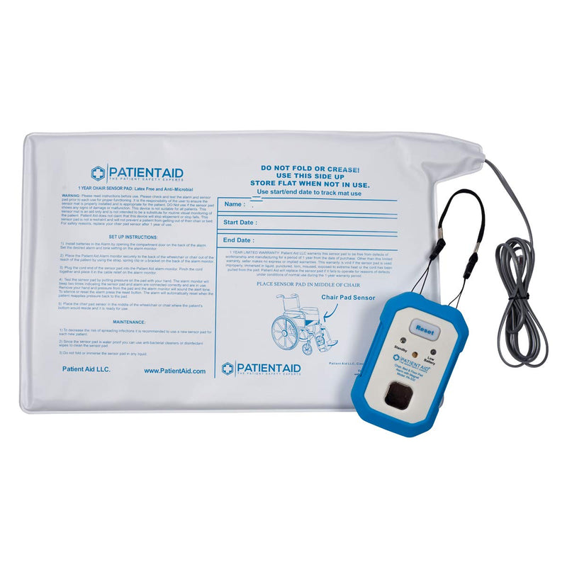 [Australia - AusPower] - Patient Aid Advanced Floor and Chair Alarm for Fall Prevention with Magnetic Pull Cord, 10" x 15" Alarm Pad with Pressure Motion Sensor, 3 Mounting & Ring Chime Options, with AC Adapter & 9V Battery Chair Pad 