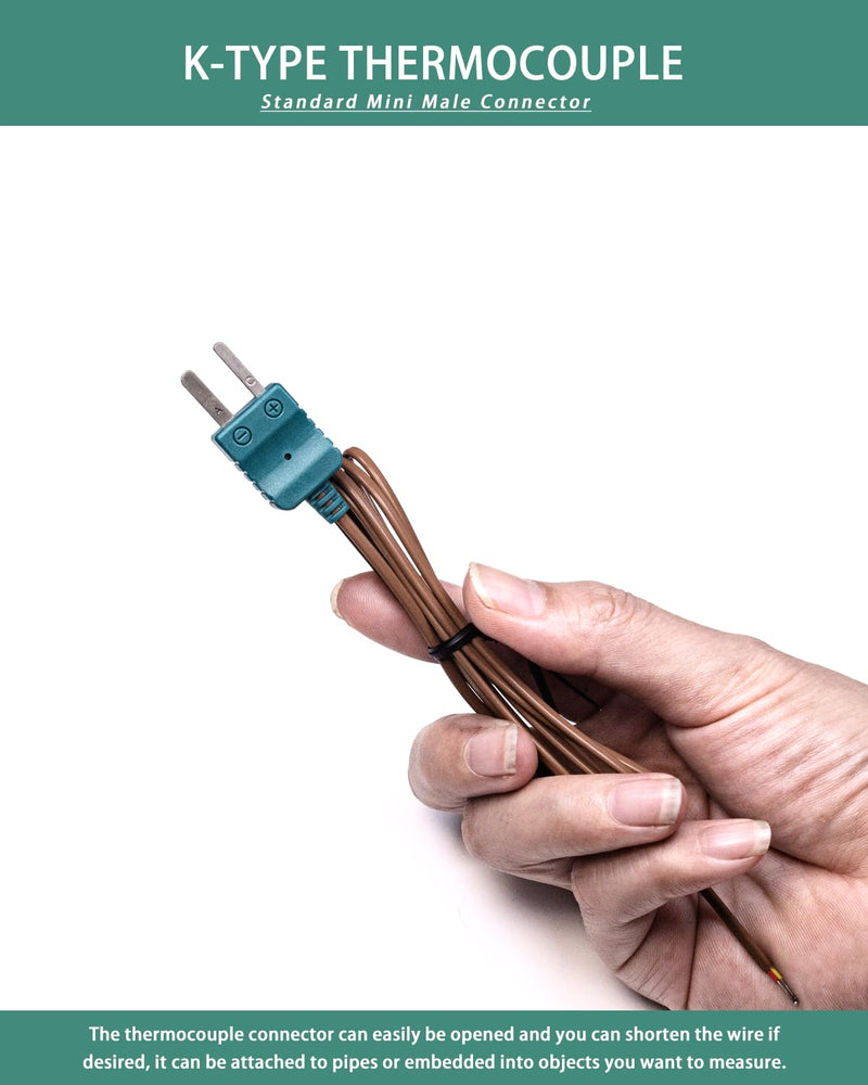 [Australia - AusPower] - K Type Thermocouple Probe, High Accuracy K Type Mini-Connector Thermocouple Temperature Probe Sensor, 1 Meter Long Measure Range -40°C~260°C (-40°F~500°F) 