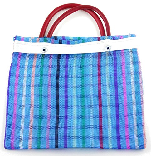 24 Pcs Small Mexican Tote Mercado Bags 7.5 inch by 7.5 inch, Assorted Colors High Thread Mesh - Mini Mexican Mercado Candy Bags 24