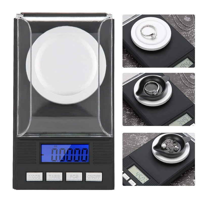 [Australia - AusPower] - Digital Milligram Jewelry, LED Digital Display Mini Portable High Precision 0.001g Pocket Jewelry with Calibration Weights Tweezers and Weighing Pans (50g) 