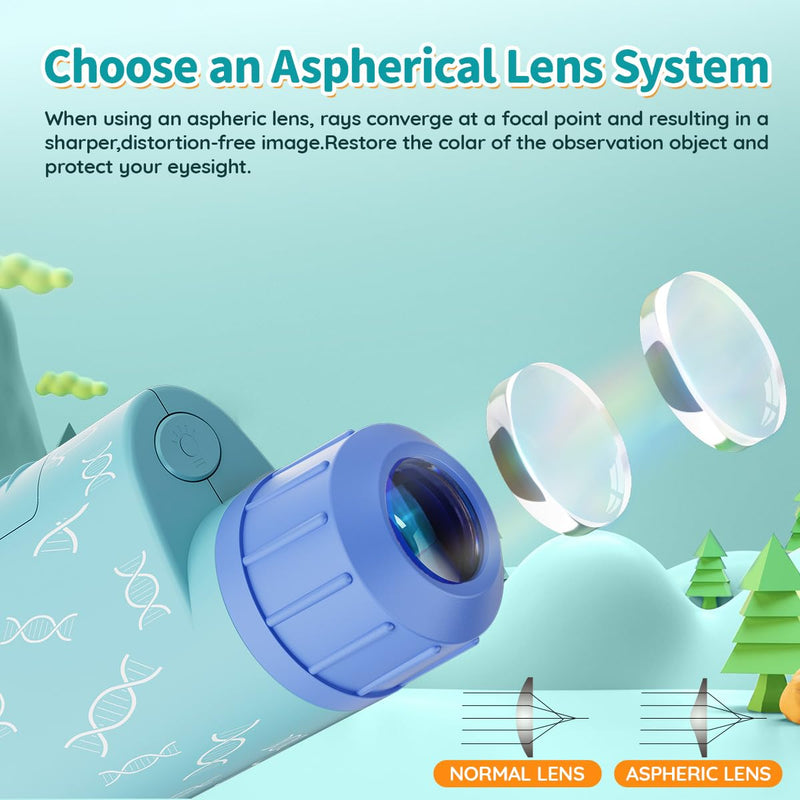[Australia - AusPower] - Kids Pocket Mini Portable Handheld Microscope 60x-120x,with 5 Slides Specimens,Microscope for Kids Gift Packaging, Presents,Christmas, Birthday (Blue) Blue 