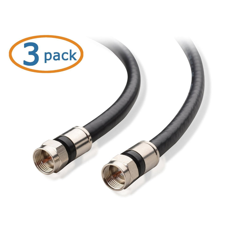 [Australia - AusPower] - Cable Matters 3-Pack RG6 Cable CL2 in-Wall Rated (CM) Quad Shielded Coaxial Cable 3 ft, RG6 Coax Cable Cord for TV, Digital Router, Satellite Receiver and More, in Black 