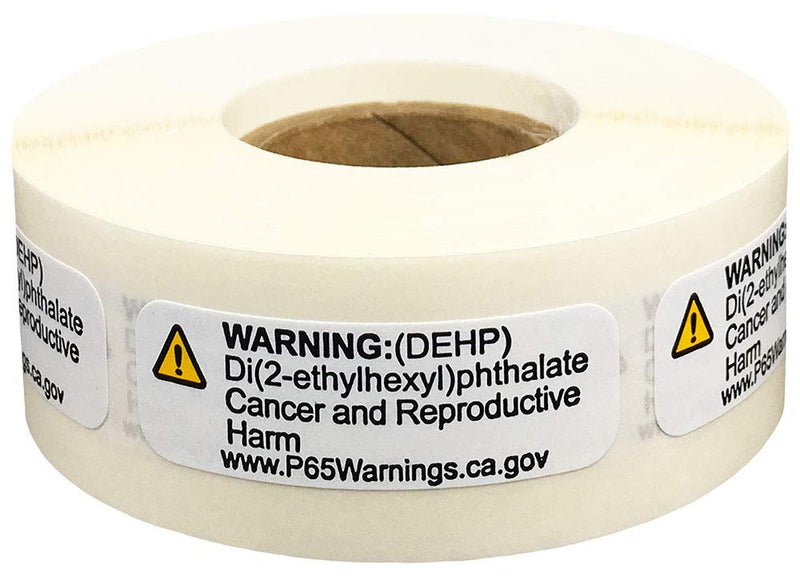 California Proposition 65 DEHP Warning Labels Short Form .5 x 1.5 Inch 500 Adhesive Stickers