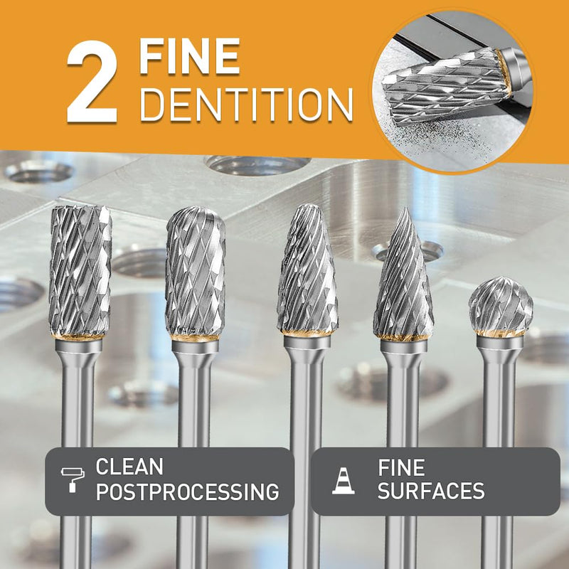 [Australia - AusPower] - Carbide Burr Set Compatible with Dremel Rotary Tool 10Pcs Die Grinder Bits Rotary File Rasp with 1/8 Shank and 1/4 Grinding Head Accessories for DIY, Woodworking, Metal Carving, Drilling, Polishing 