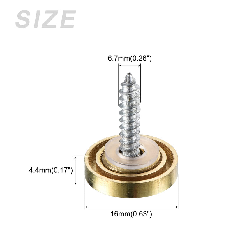 [Australia - AusPower] - Mirror Screws (16mm/0.63") 12Pcs, Decorative Cover Cap Nails Polished - for Sign Advertising Hardware, Construction, Gold Tone 16mm 