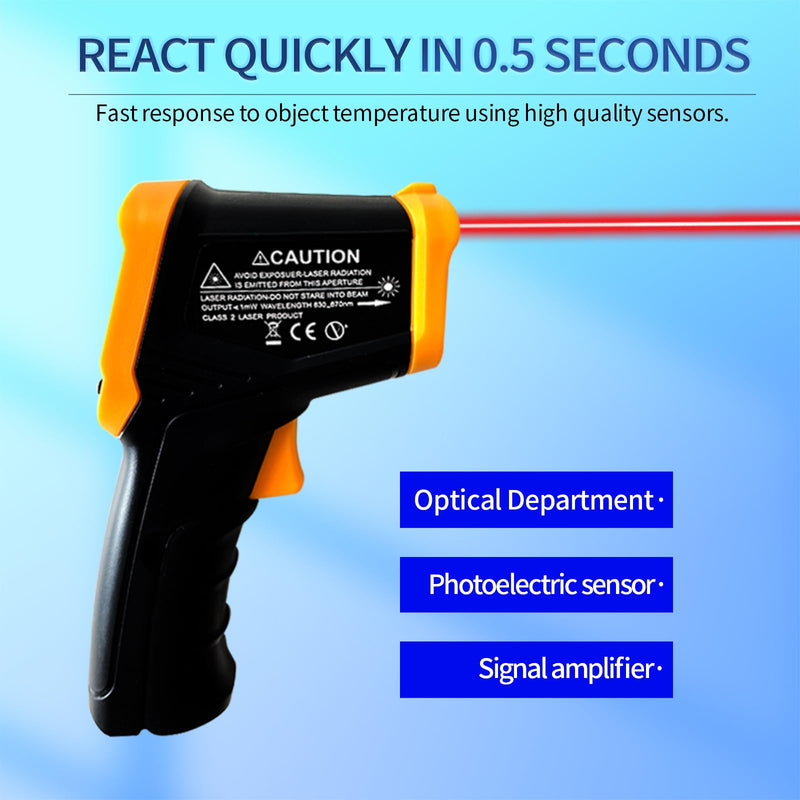 [Australia - AusPower] - Digital Infrared Thermometer Gun for Cooking,BBQ,Pizza Oven,Ir Thermometer,-58℉~1112℉(-50℃~600℃) Handheld Non Contact Heat Laser Temperature Gun (Not for Human) -58 to 1112 F Thermometer Gun A 