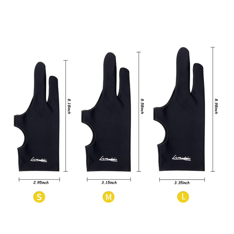 [Australia - AusPower] - Digital Drawing Glove 2 Pack,Artist Glove for Drawing Tablet,ipad,Sketching,Art Glove with Two Finger for Right Hand and Left Hand （Smudge Guard,Large,3.35 x8.98inch L 