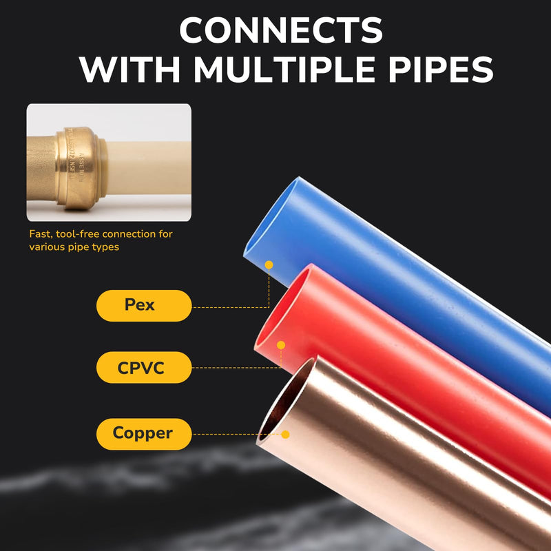 [Australia - AusPower] - 3/4" x 3/4" x 1/2" Reducing Tee, Push to Connect Brass Plumbing Fitting for Copper, CPVC, PEX Pipe, Heavy Duty Pushfit Pex Fitting with Upgraded Stiffener and Disconnect Clip, NSF & UPC Certified 3/4"x3/4"x1/2"-1Pack 