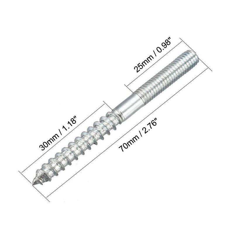 [Australia - AusPower] - uxcell M6 Hanger Bolts Length 2-3/4"(70mm) Double Headed Bolts Self-Tapping Screw 6mm Wood Joint Furniture Legs 8pcs M6x70mm 8 