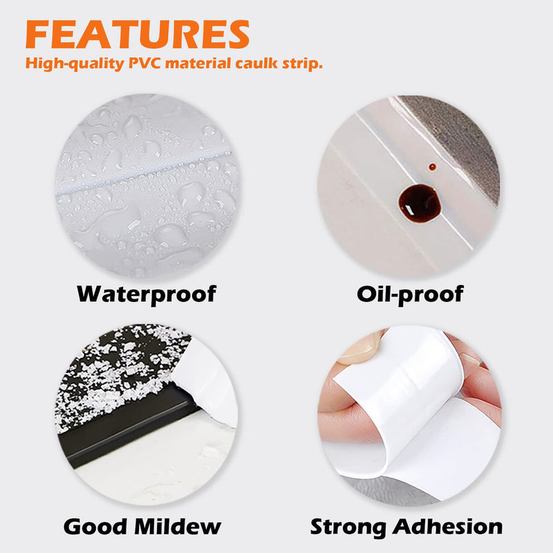 [Australia - AusPower] - UIOCSSC Caulk Tape Strip, 1.5" x 10.5Ft Self Adhesive Bath & Kitchen Sealant Strip, PVC Waterproof Sealing Tape for Bathtub Toilet Bathroom Shower Kitchen Sink Marble 