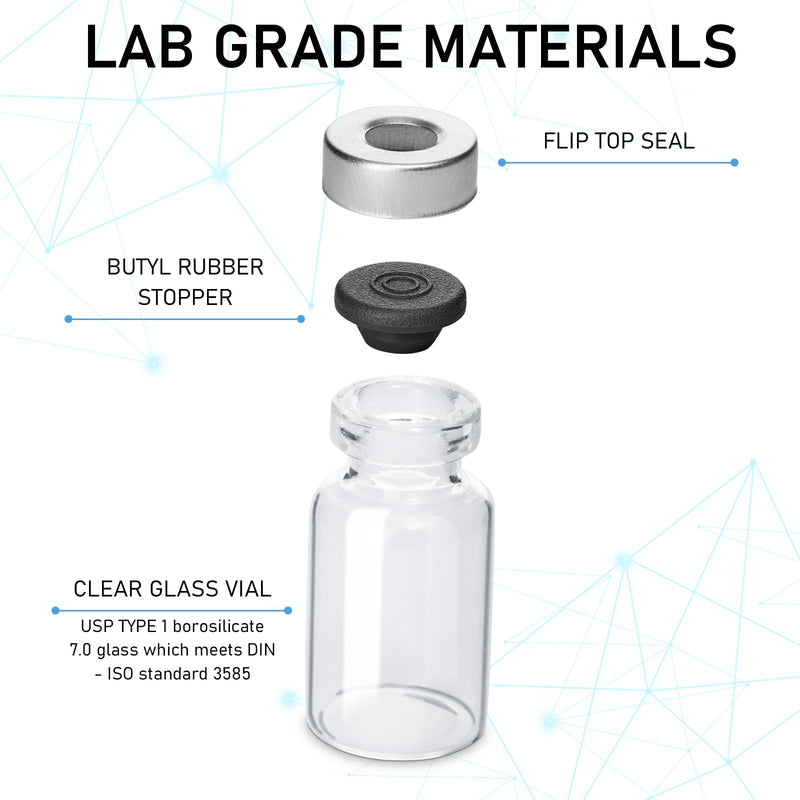 [Australia - AusPower] - 10 Pack 2ml Sealed Sample Vials, Transparent Glass Vials with Self Healing Injection Port (10, 2ML) 10 
