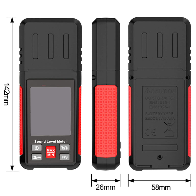 [Australia - AusPower] - Decibel Meter, Intendvision HT602A Sound Level Meter Noise Meter 30-130dBA Portable SPL Meter with A Weighted, Backlight LCD Display, Max/Min, Data Hold, Fast/Slow for Home, Noisy Neighbor, Factory 