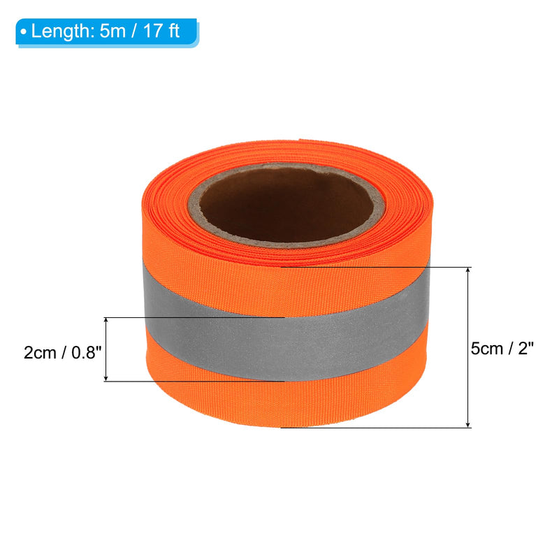 PATIKIL Reflective Tape Strip, 2" x 17 Ft High Visibility Reflective Tape Sew-on DIY Warning Safety Fabric Webbing for Clothing Raincoats, Orange 2 Inch x 17 Feet