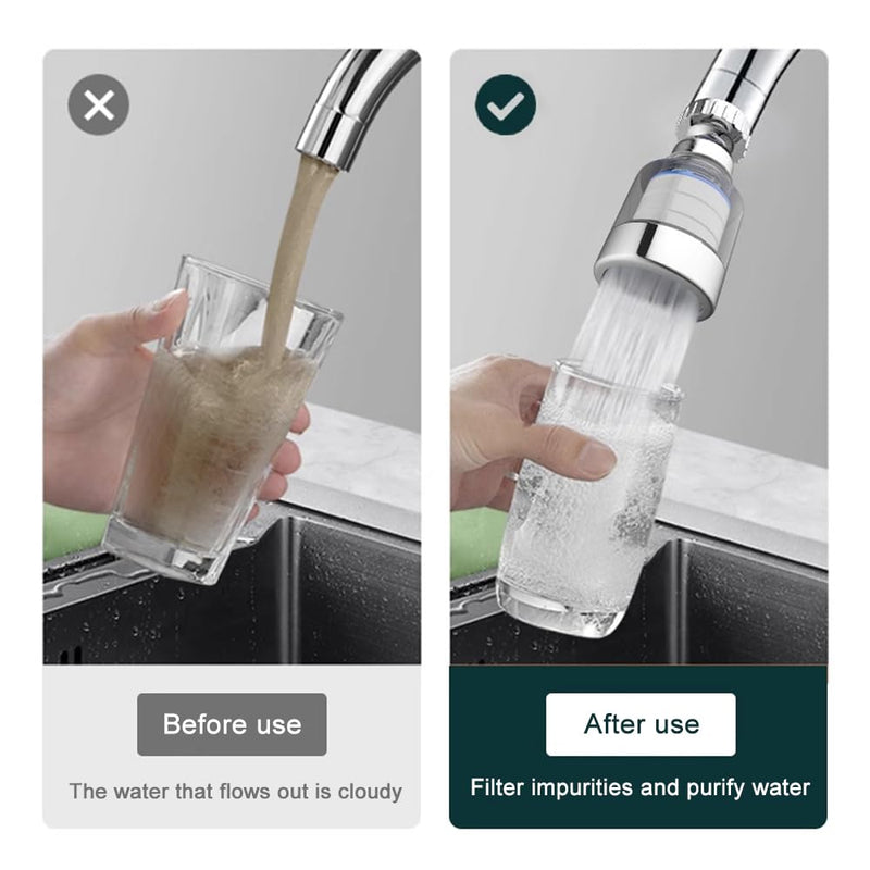 [Australia - AusPower] - SenaiMy Pack of 2 Water Filter Tap, Tap Filter, 360° Rotatable Tap Filter with 6 Pieces PP Cotton Filter Element, 360° Tap Descaler Attachment for Home, Kitchen, Bathroom, Sink 