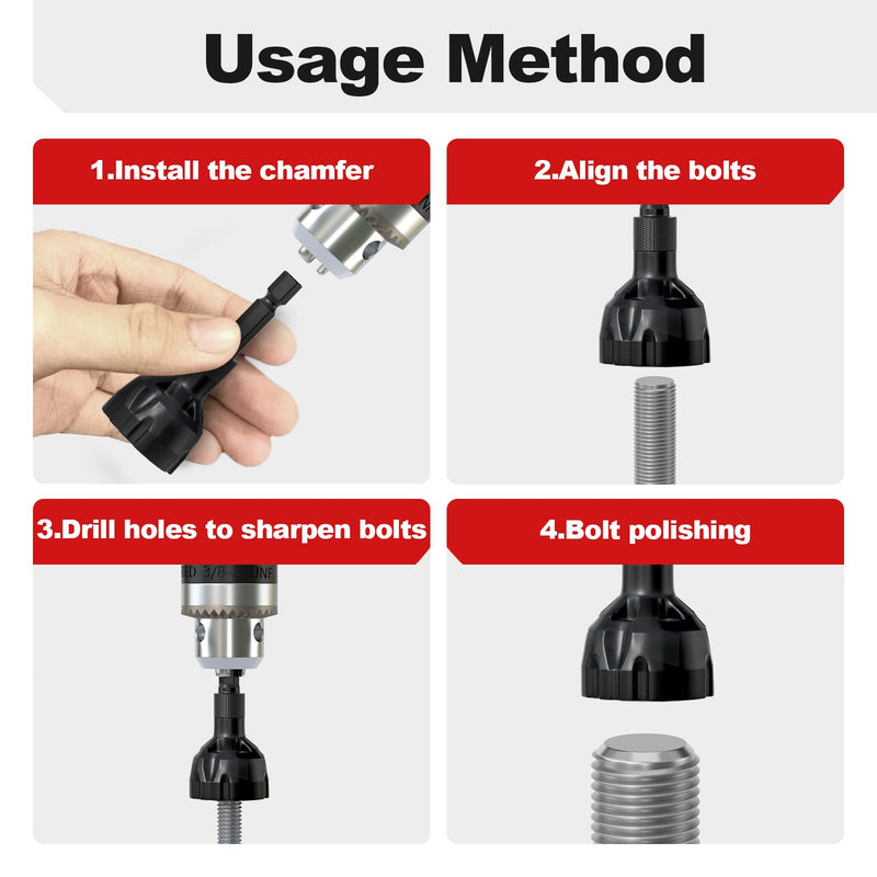 [Australia - AusPower] - Deburring External Chamfer Tool With Tungsten Carbide Blade, Bolt Thread Repair for 1/8" to 3/4" (3-20 mm), Burr Removal for Metal, Chamfer Bit With Hex Shank, 2 Pack 3mm-20mm Black 