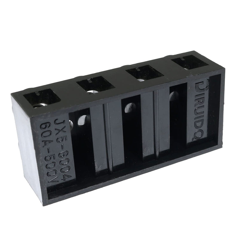 [Australia - AusPower] - 500V 60A 4 Position Double Row Screw Terminal Block Dual Row Electrical Barrier Terminal Strip Block, Black 60A 4P 
