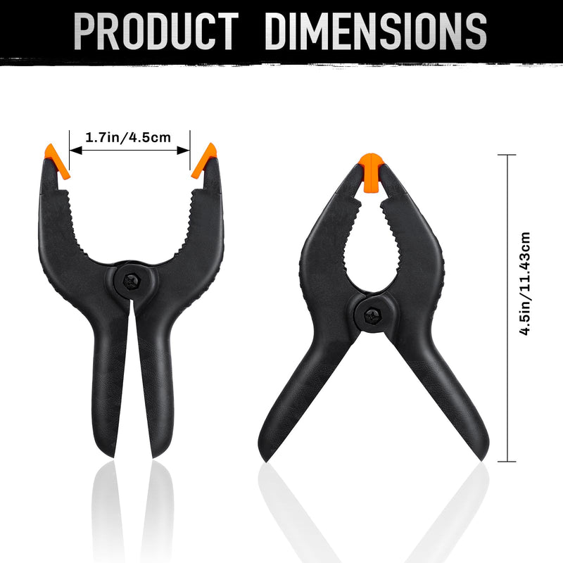 [Australia - AusPower] - 4.5 Inch Spring Clamps Heavy Duty - 10 Pack Spring Clips Plastic Clamp Set, Backdrop Clips Clamps for Crafts Woodworking Photography, Strong Clamps for Backdrop Stand Outdoor Home Project 4.5 Inch 