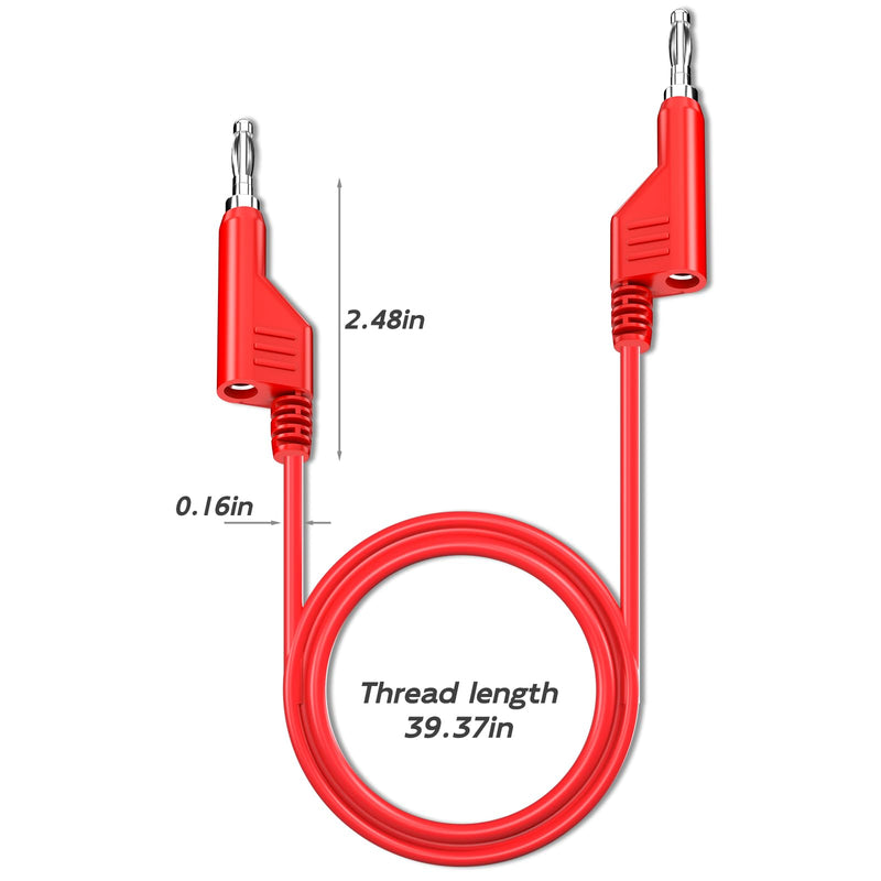 [Australia - AusPower] - Goupchn Stackable Banana to Banana Plug Test Leads 2PCS Soft Electrical Test Cable Wire 3.3ft/1m Red Black for Multimeter 1000V 15A 