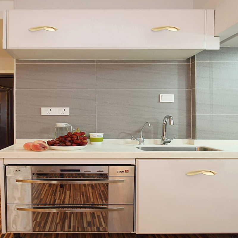 [Australia - AusPower] - 4Pcs Arcuate Pulls Handles Knobs,3.8" C-C Modern Elegant Curved Handle Cabinet Pulls,Create a Spatial Aesthetic,S-Shaped Solid Zinc Alloy Drawer Pull (4 Pack, Pearl Gold, 3.8" Hole Centers) 