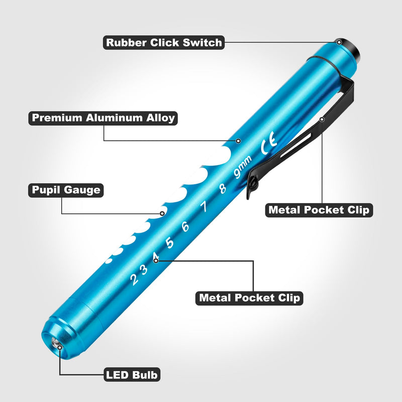 [Australia - AusPower] - Trauma Shears & Pen light for nurses - 7.5" Fluoride Coated Medical scissors and LED Penlight for Nurse, Doctor, First Aid, EMT, EMS, Nursing (Black Bandage Scissor + Black & Blue Pen lights) Blue Scissor and Black&blue Penlight 