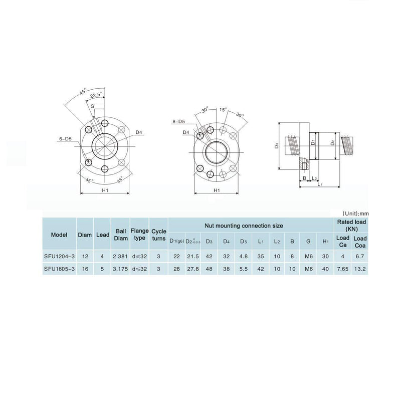Ball Screw SFU1204 (Diameter 12mm Pitch 4mm) Length 250mm with Metal Nut for CNC Machine Parts