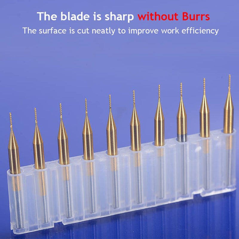 [Australia - AusPower] - EU_HOZLY Titanium Coat Carbide 3.175mmX0.5mmX3mm End Mill Engraving Bits CNC Rotary Burrs Pack Of 10 0.5mm 