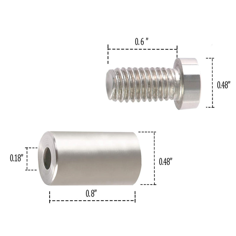 [Australia - AusPower] - Standoff Screws for Wall Mount Acrylic Picture Frame Hardware 1/2" x 1" Aluminum Silver Finish Nails for Acrylic Glass Sign Holder 8 Pcs 