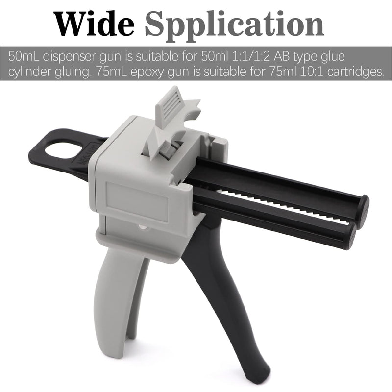 [Australia - AusPower] - 50ml Dispenser Gun Kit, Epoxy Glue Gun, Impression Mixing Dispensing Gun, 1: 1/1: 2 AB Ratio 