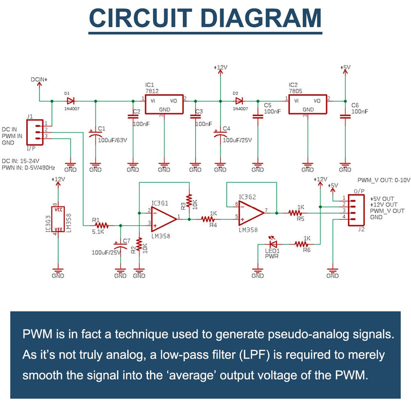 [Australia - AusPower] - 2Pcs PWM to Voltage Module 0%-100% PWM to 0-10V PWM to Voltage Converter Power Module for Digital-to-Analog Signal Interface Switching for PLC with 24AWG Cable 